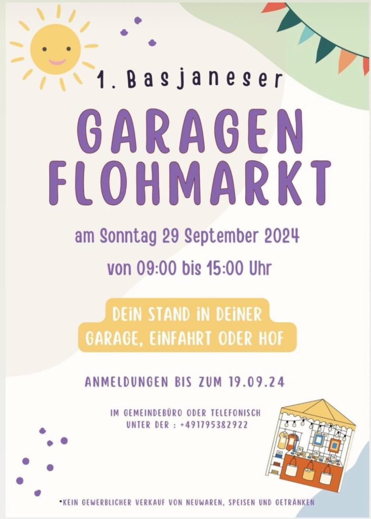 Flyer des 1. Basjaneser Garagenflohmarktes 2024